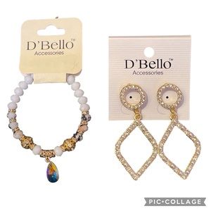 D’Bello Earrings & Stretch Bracelet Set NWT